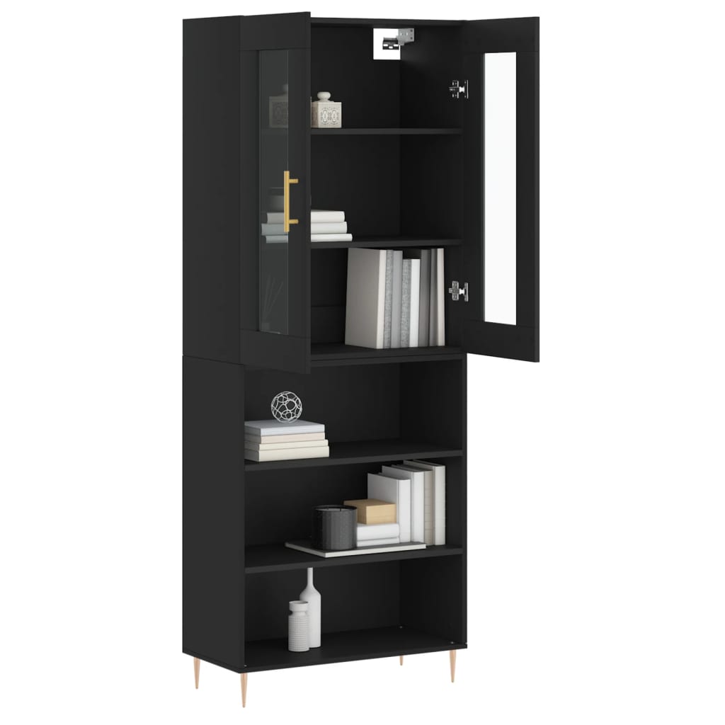 Dulap înalt, negru, 69,5x34x180 cm, lemn compozit GartenMobel Dekor