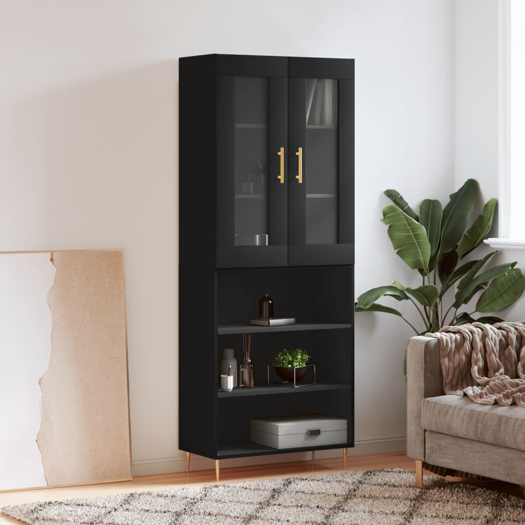 Dulap înalt, negru, 69,5x34x180 cm, lemn compozit GartenMobel Dekor
