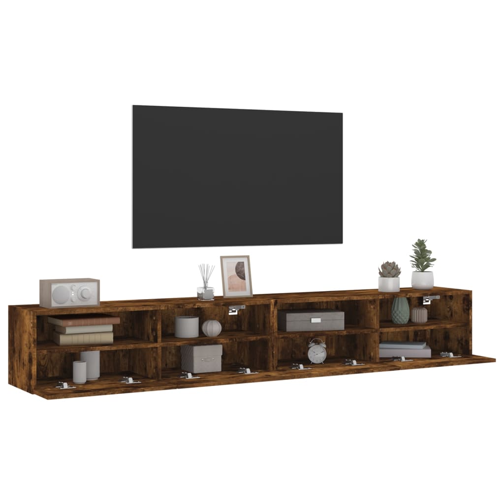 Dulapuri TV de perete 2 buc. stejar fumuriu 100x30x30 cm lemn GartenMobel Dekor
