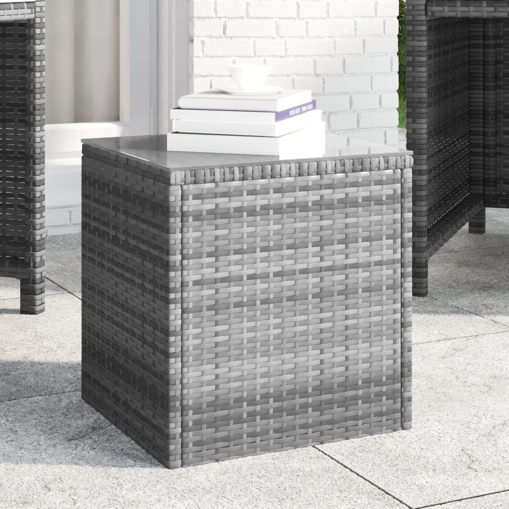 Masă laterală, gri, 40x37x40,5 cm poliratan/sticlă securizată GartenMobel Dekor