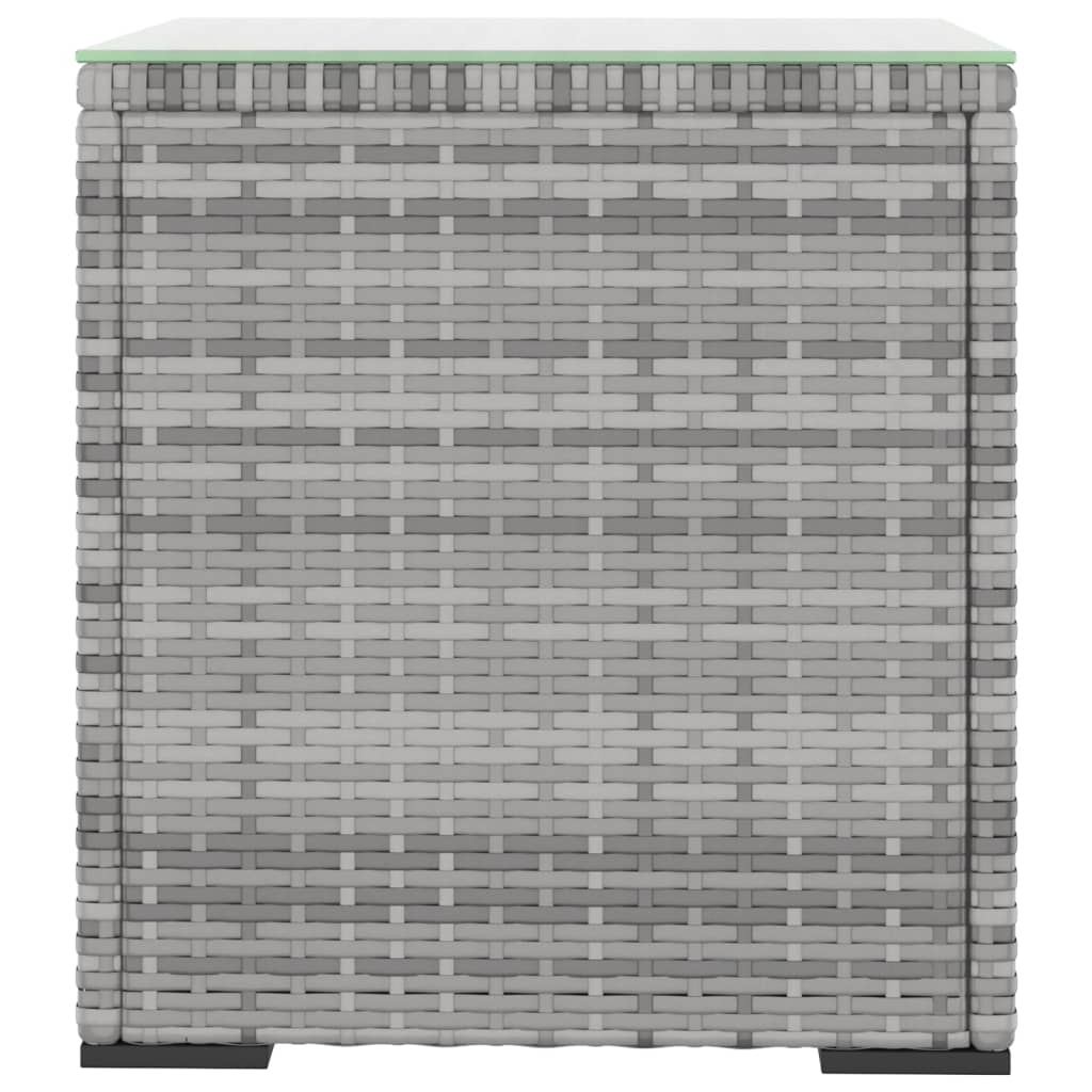 Masă laterală, gri, 40x37x40,5 cm poliratan/sticlă securizată GartenMobel Dekor