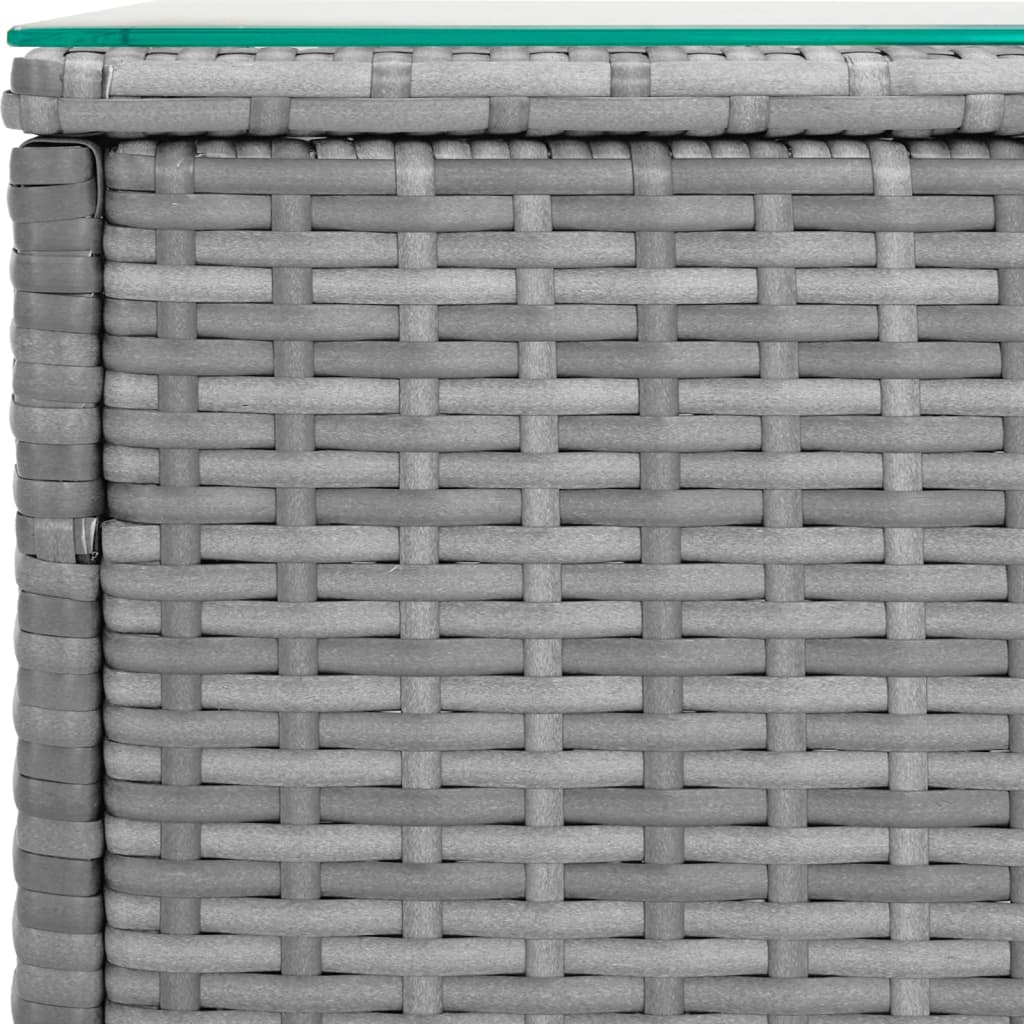 Masă laterală, gri, 40x37x40,5 cm poliratan/sticlă securizată GartenMobel Dekor