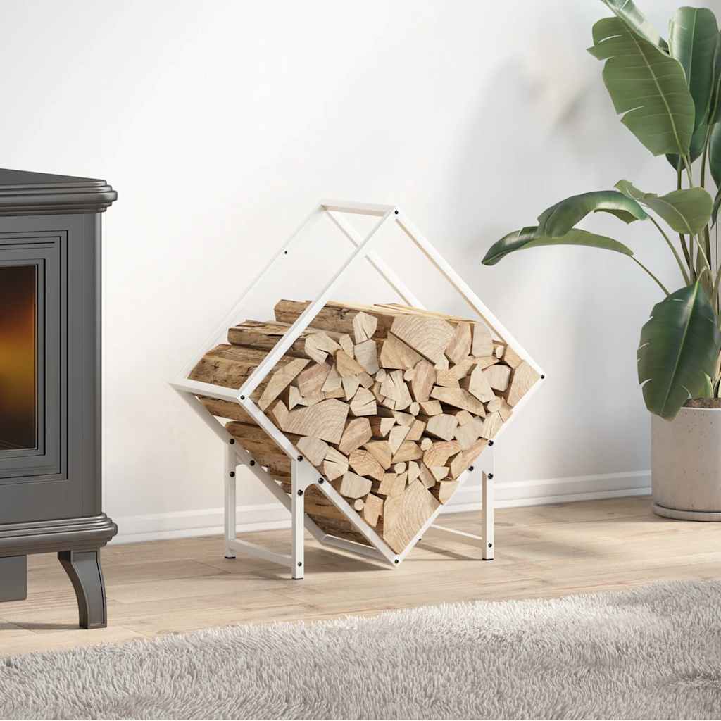 Suport pentru lemne de foc alb 60x25x60 cm Oțel laminat la rece GartenMobel Dekor