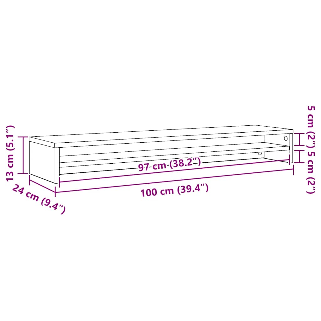Suport pentru monitor Stejar negru 100x24x13 cm lemn prelucrat GartenMobel Dekor