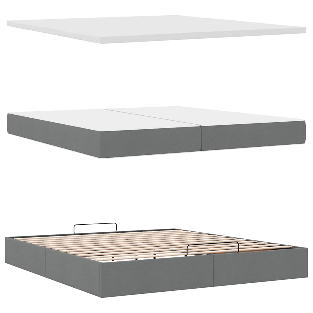 Cadru de pat otoman cu saltele țesătură gri închis 200x200cm GartenMobel Dekor