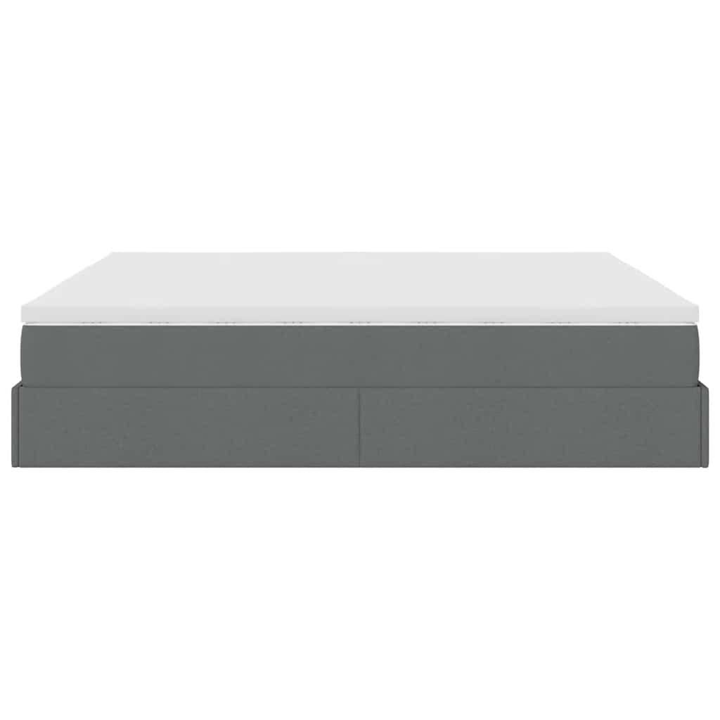 Cadru de pat otoman cu saltele țesătură gri închis 200x200cm GartenMobel Dekor