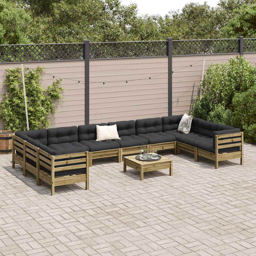 Set canapele grădină cu perne, 11 piese, lemn de pin tratat GartenMobel Dekor