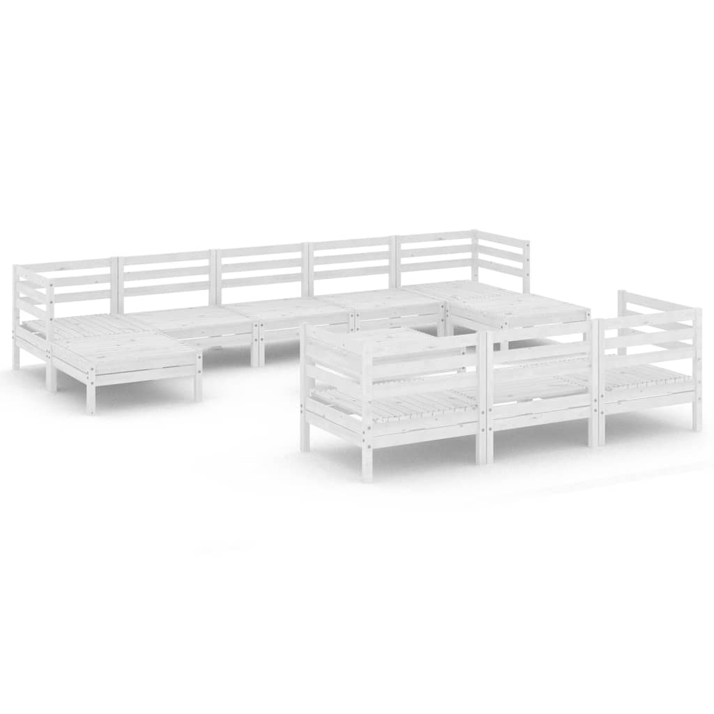 Set mobilier de grădină, 11 piese, alb, lemn masiv de pin GartenMobel Dekor