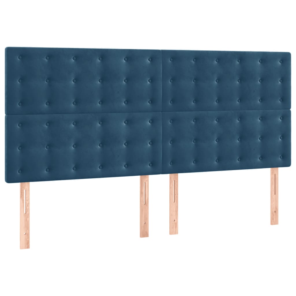 Tăblii de pat, 4 buc, albastru închis, 80x5x78/88 cm, catifea GartenMobel Dekor
