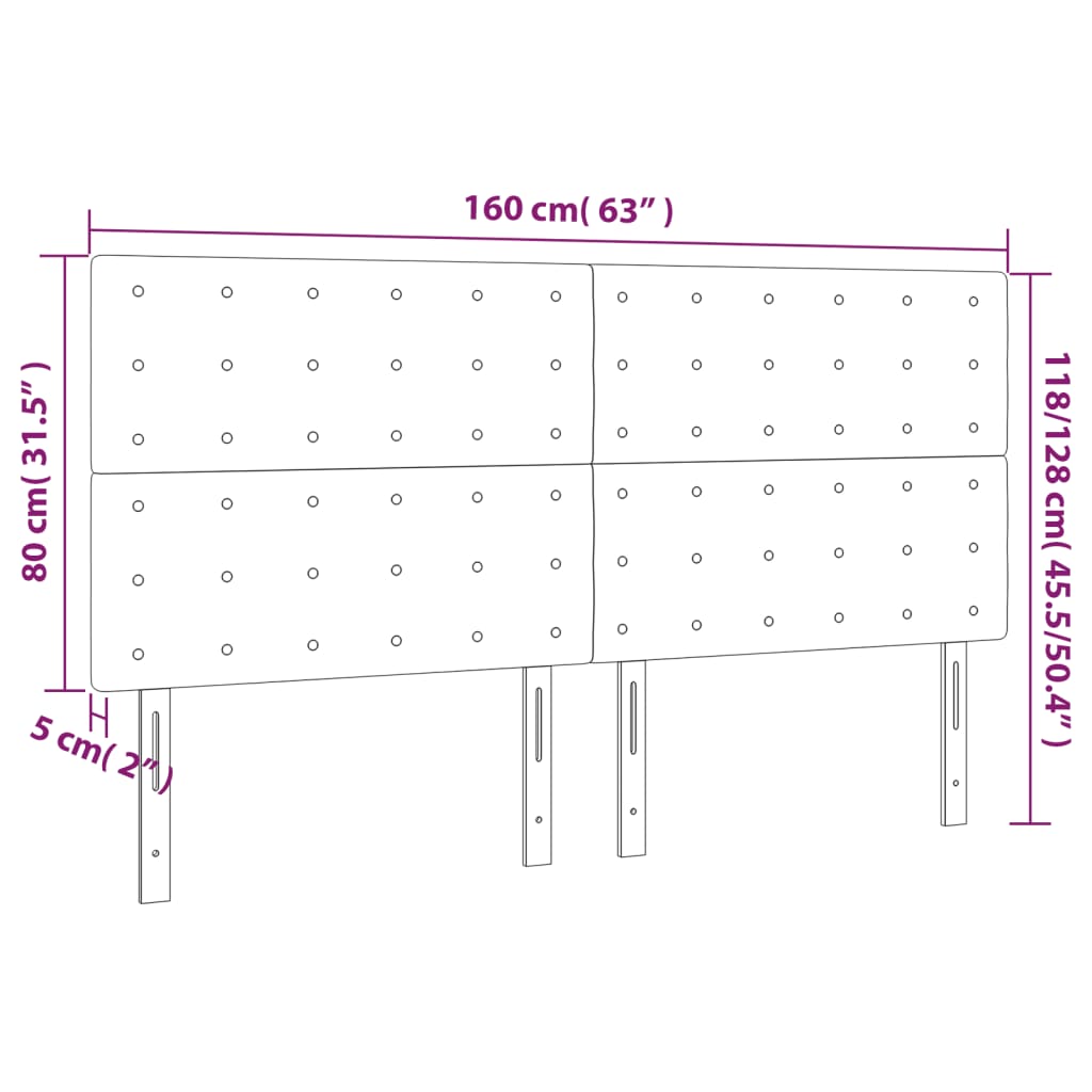 Tăblii de pat, 4 buc, albastru închis, 80x5x78/88 cm, catifea GartenMobel Dekor