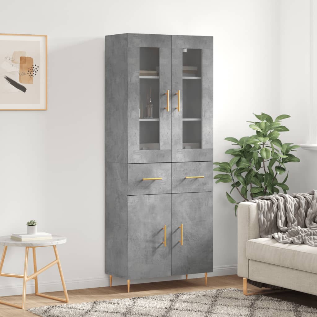 Dulap înalt, gri beton, 69,5x34x180, lemn compozit GartenMobel Dekor