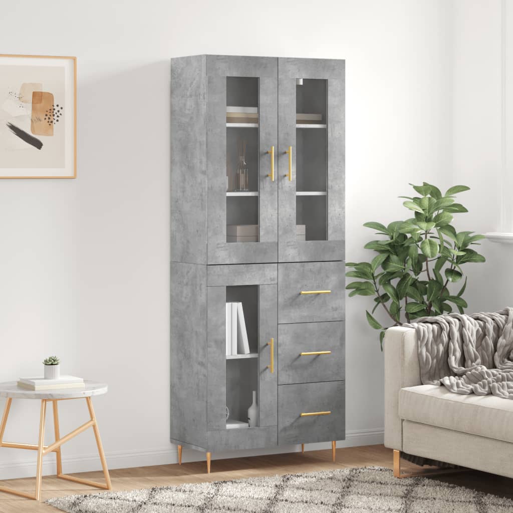 Dulap înalt, gri beton, 69,5x34x180, lemn compozit GartenMobel Dekor