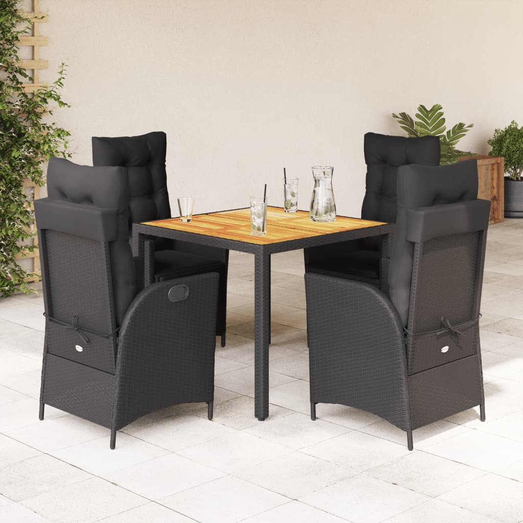 Set mobilier de grădină cu perne, 5 piese, negru, poliratan GartenMobel Dekor
