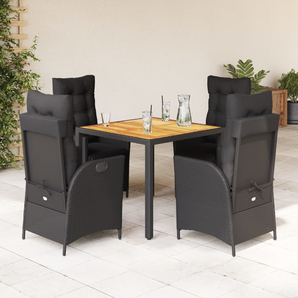 Set mobilier de grădină cu perne, 5 piese, negru, poliratan GartenMobel Dekor