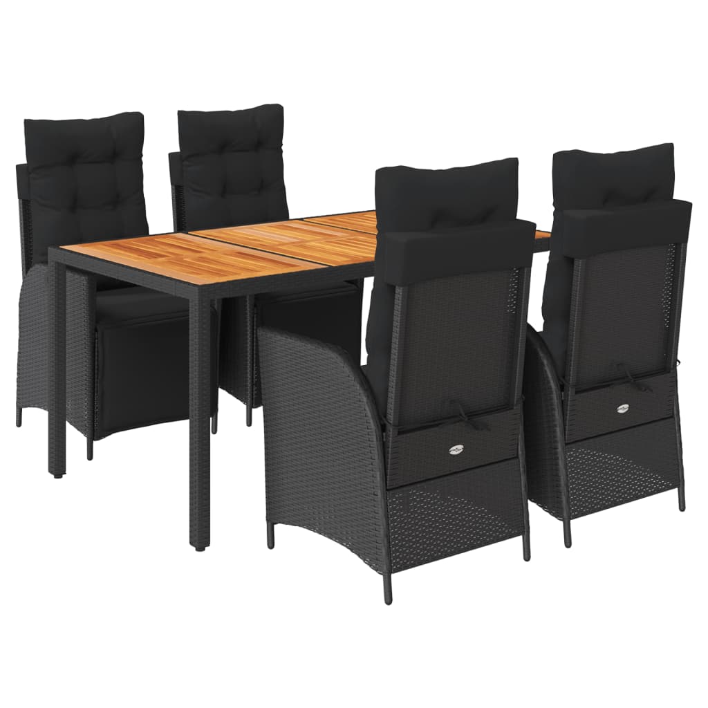 Set mobilier de grădină cu perne, 5 piese, negru, poliratan GartenMobel Dekor