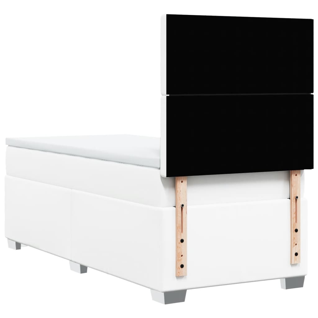 Pat box spring cu saltea, alb, 80x200 cm, piele ecologică GartenMobel Dekor