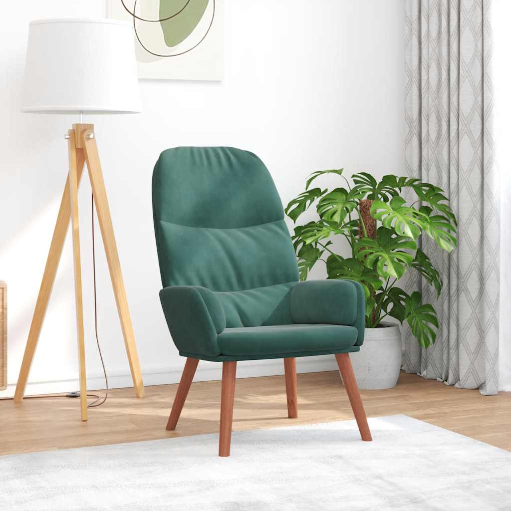 Scaun de relaxare, verde închis, catifea GartenMobel Dekor