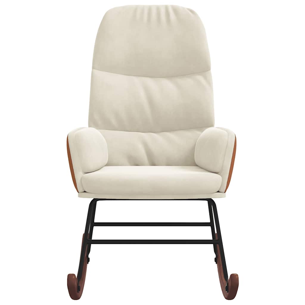 Scaun balansoar, alb crem, catifea GartenMobel Dekor