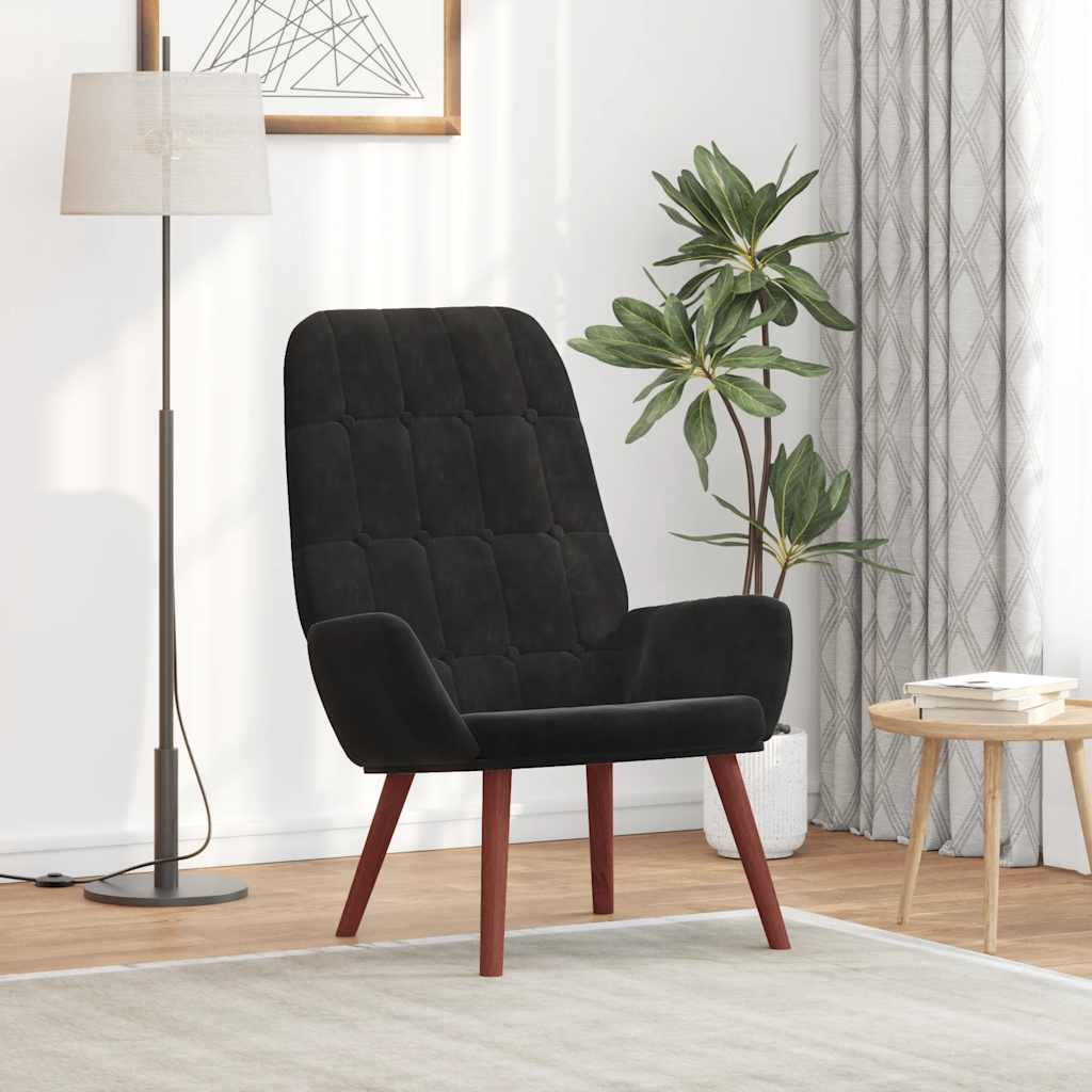 Scaun de relaxare, negru, catifea GartenMobel Dekor
