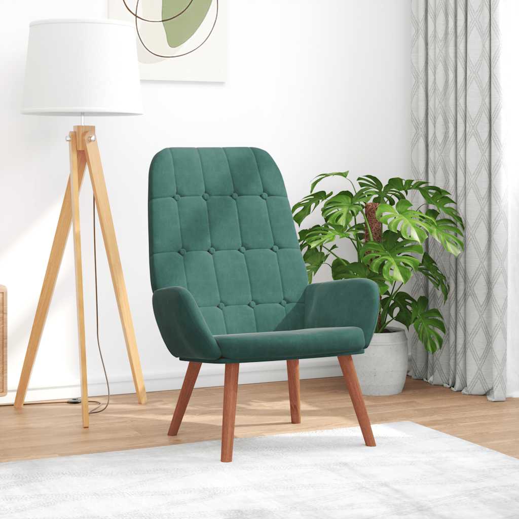 Scaun de relaxare, verde închis, catifea GartenMobel Dekor