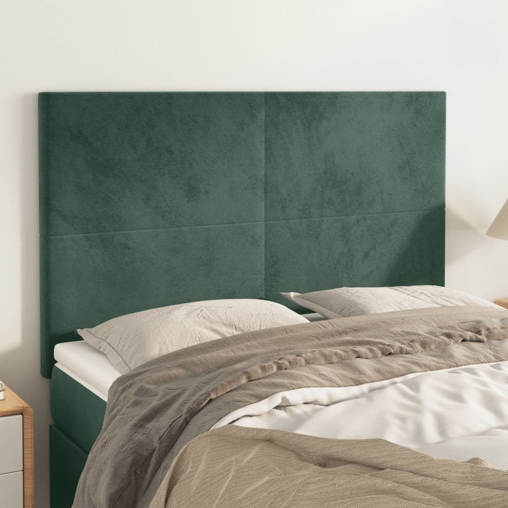 Tăblii de pat, 4 buc, verde închis, 72x5x78/88 cm, catifea GartenMobel Dekor