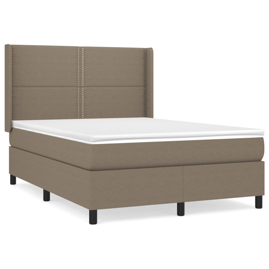 Pat box spring cu saltea, gri taupe, 140x200 cm, textil GartenMobel Dekor