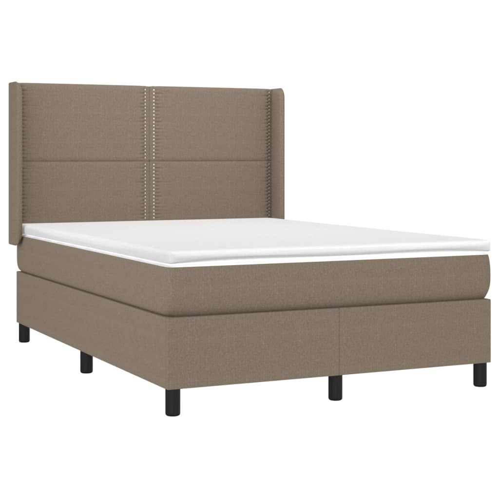 Pat box spring cu saltea, gri taupe, 140x200 cm, textil GartenMobel Dekor