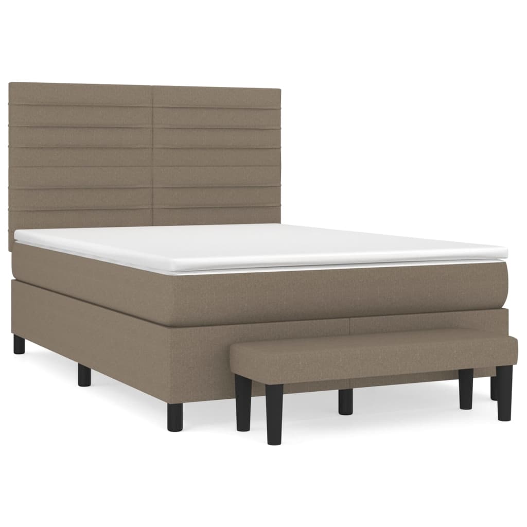 Pat box spring cu saltea, gri taupe, 140x200 cm, textil GartenMobel Dekor
