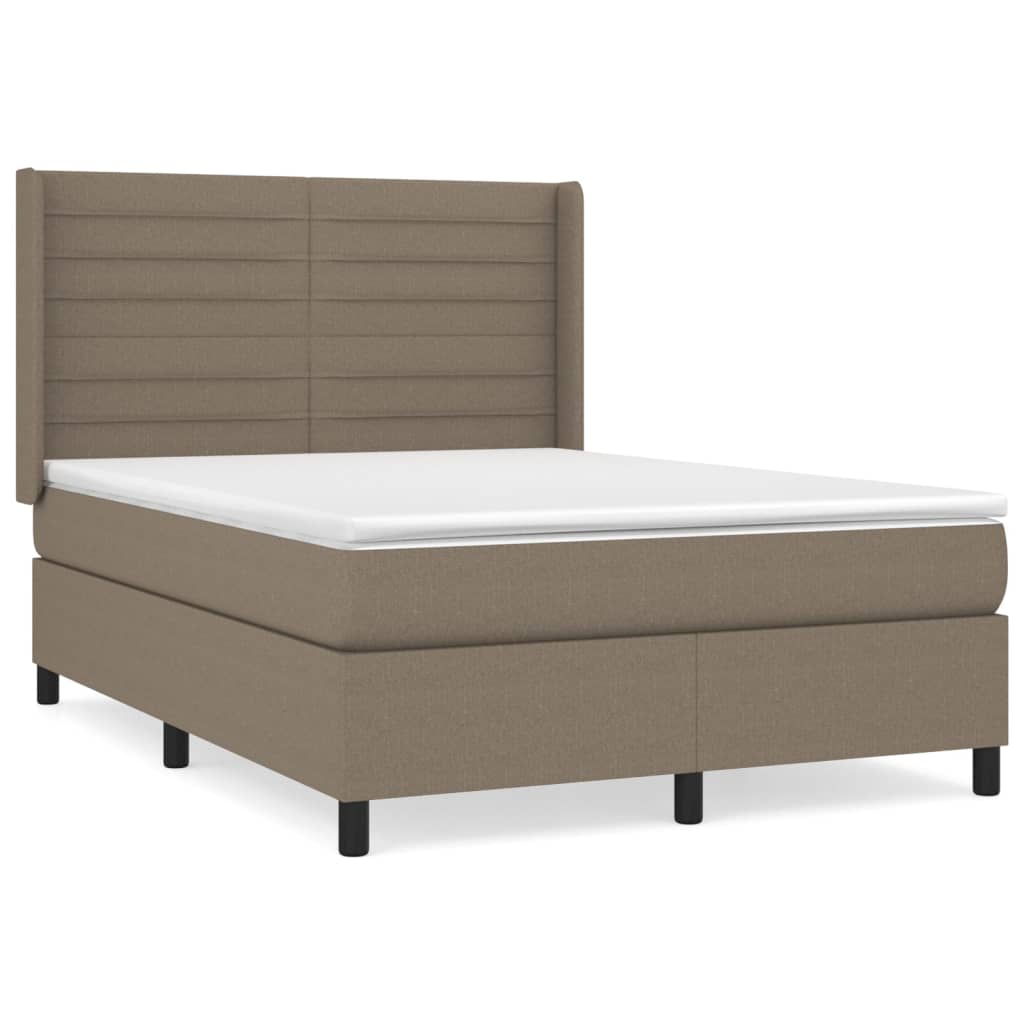 Pat box spring cu saltea, gri taupe, 140x200 cm, textil GartenMobel Dekor