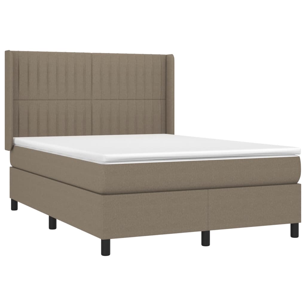Pat box spring cu saltea, gri taupe, 140x200 cm, textil GartenMobel Dekor