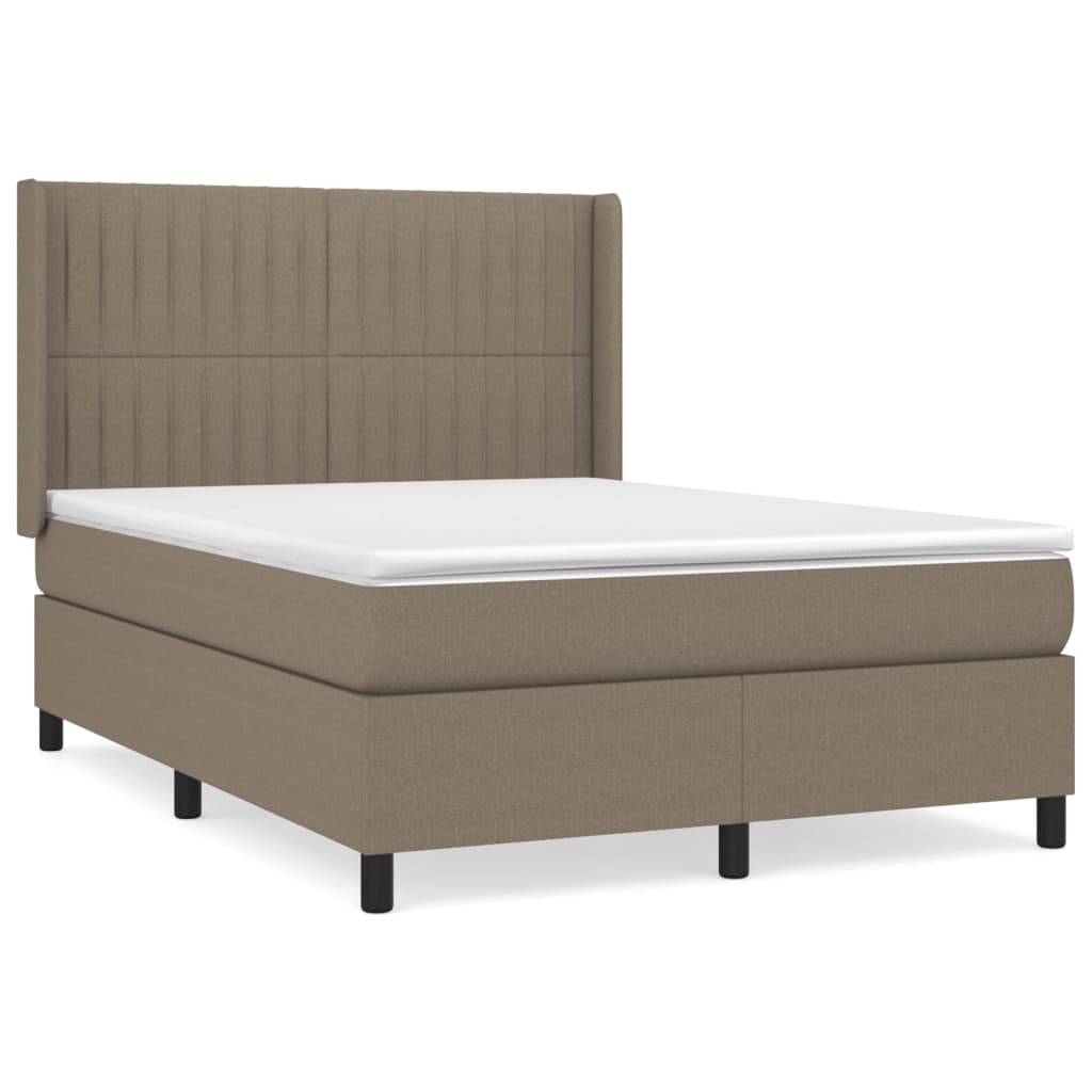 Pat box spring cu saltea, gri taupe, 140x200 cm, textil GartenMobel Dekor