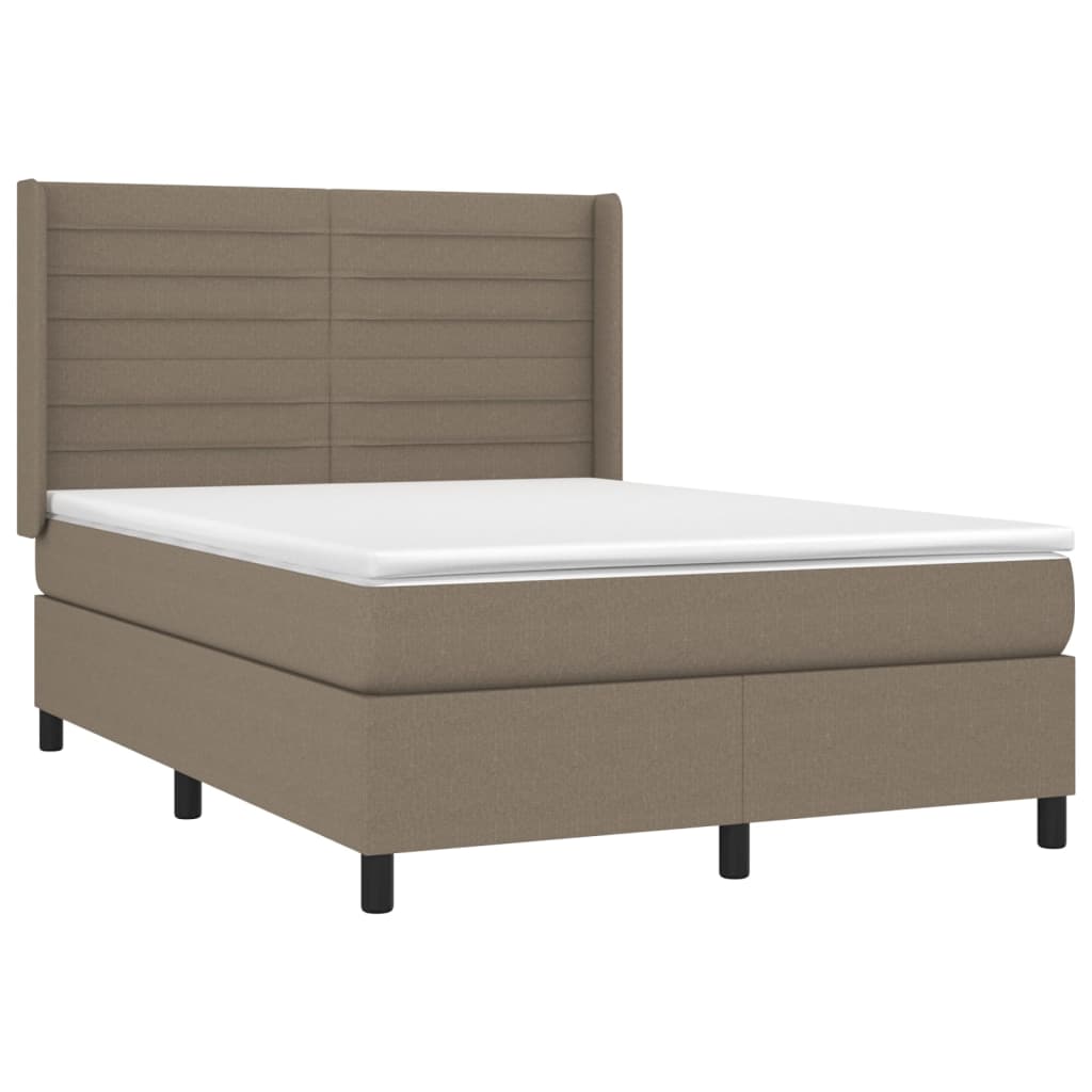 Pat box spring cu saltea, gri taupe, 140x200 cm, textil GartenMobel Dekor