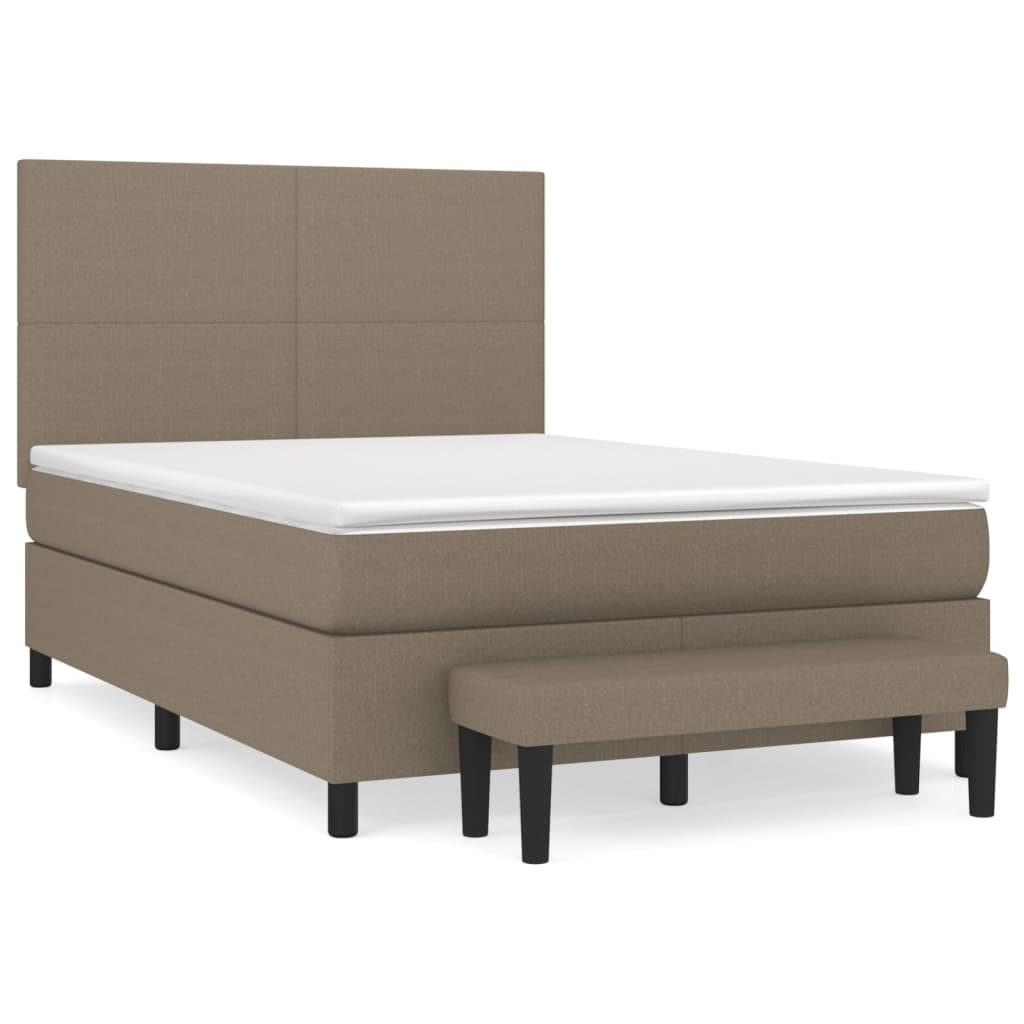 Pat box spring cu saltea, gri taupe, 140x200 cm, textil GartenMobel Dekor