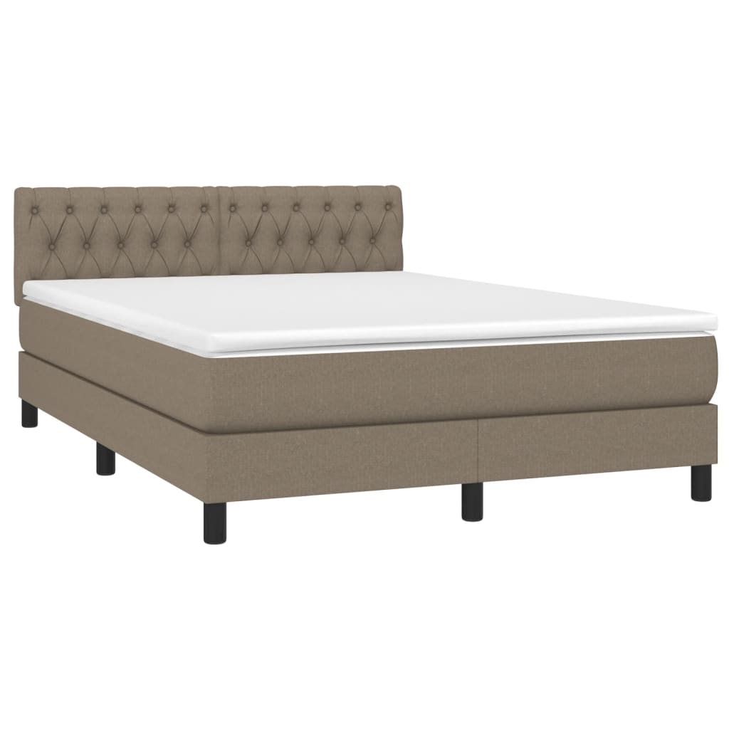 Pat cu arcuri, saltea și LED, gri taupe, 140x190 cm, textil GartenMobel Dekor