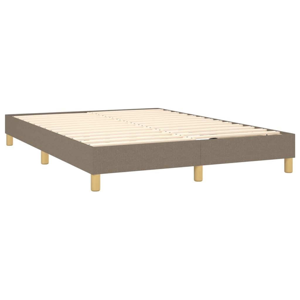Pat cu arcuri, saltea și LED, gri taupe, 140x190 cm, textil GartenMobel Dekor