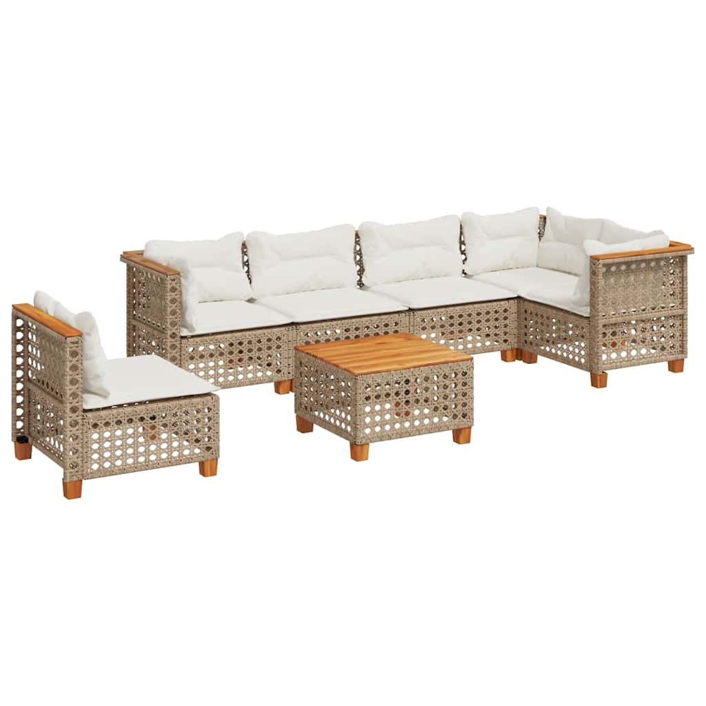 Set canapele de grădină, 7 piese, cu perne, bej, poliratan GartenMobel Dekor