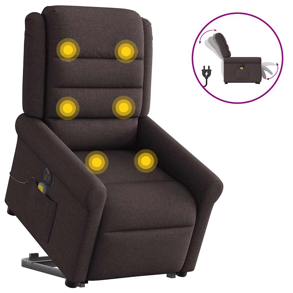 Fotoliu electric masaj rabatabil cu ridicare maro închis textil GartenMobel Dekor