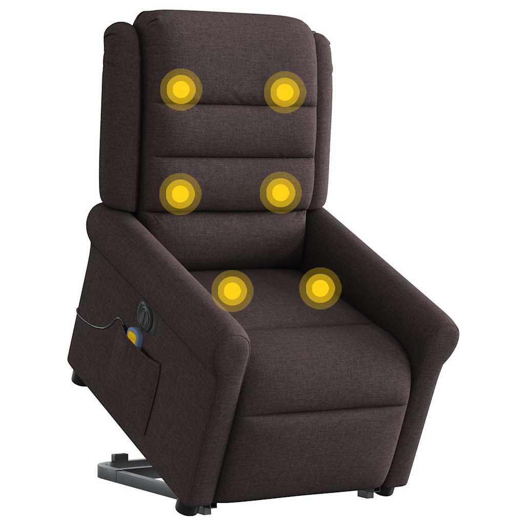Fotoliu electric masaj rabatabil cu ridicare maro închis textil GartenMobel Dekor