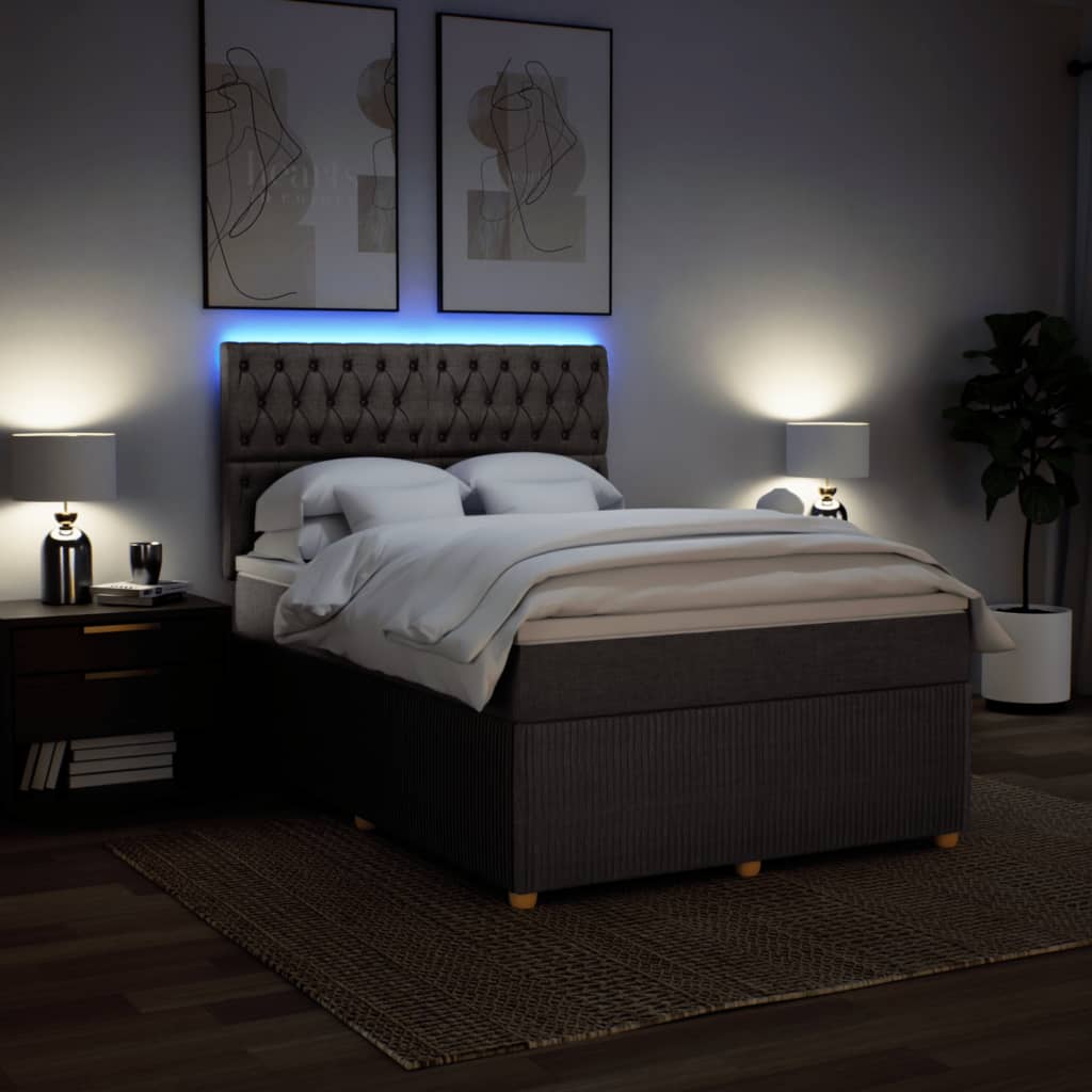 Pat box spring cu saltea, gri taupe, 140x200 cm, textil GartenMobel Dekor