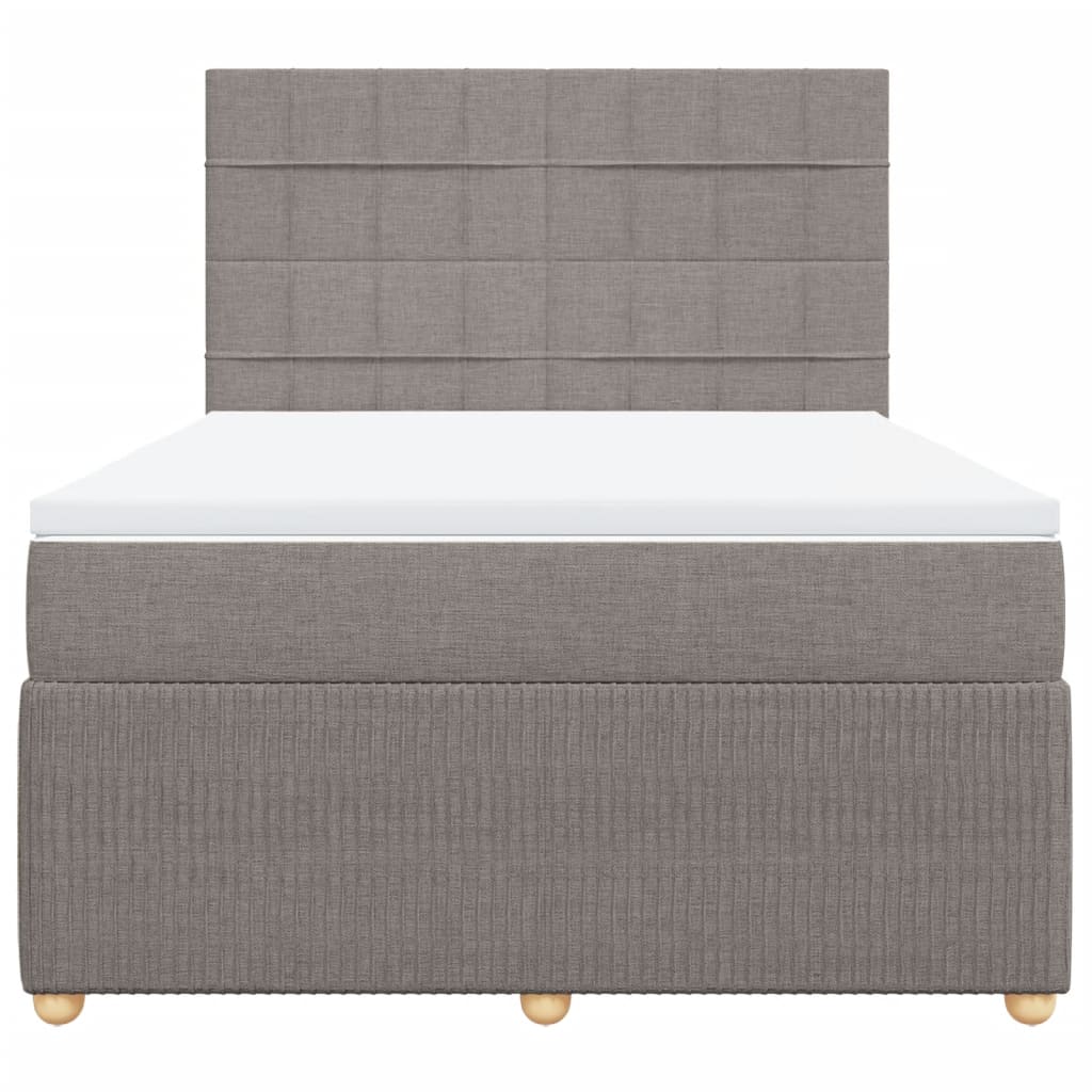 Pat box spring cu saltea, gri taupe, 140x200 cm, textil GartenMobel Dekor