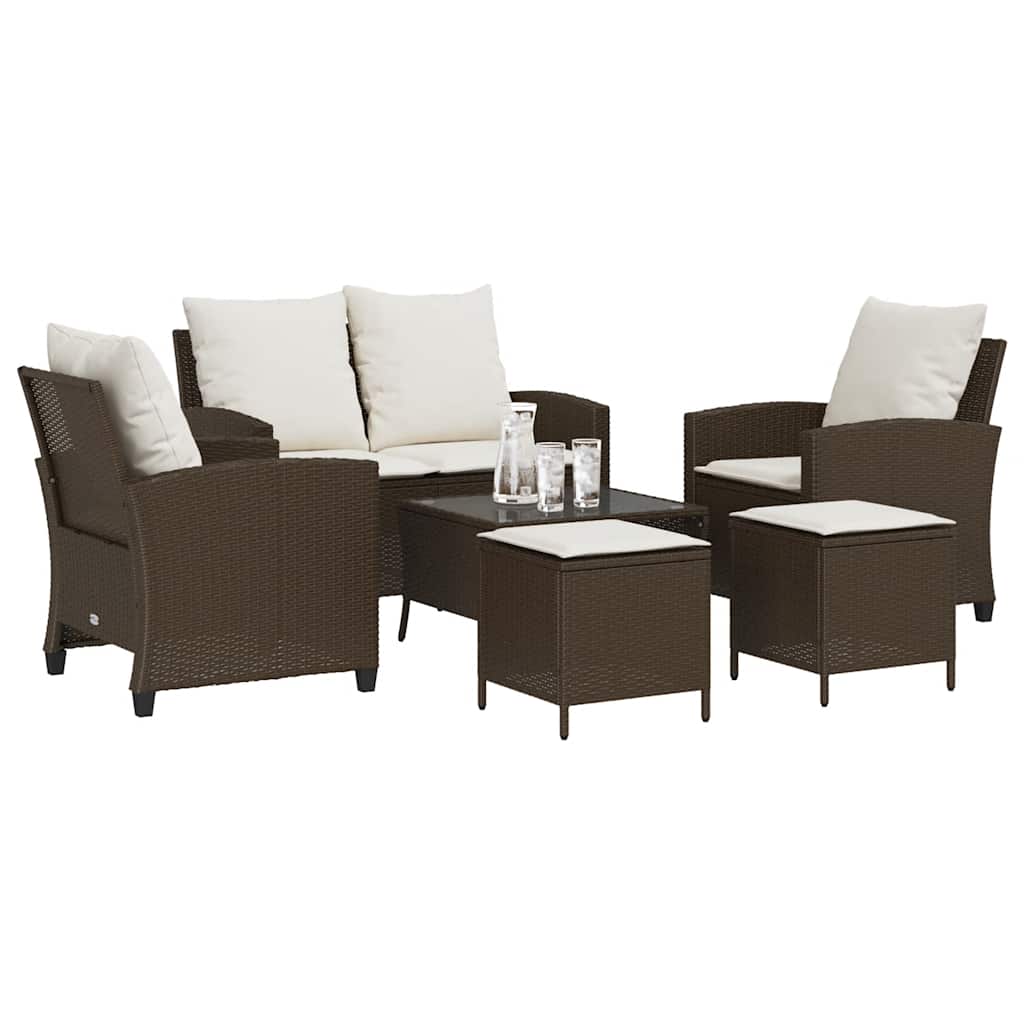 Set canapele de grădină cu perne, 6 piese, maro, poliratan GartenMobel Dekor