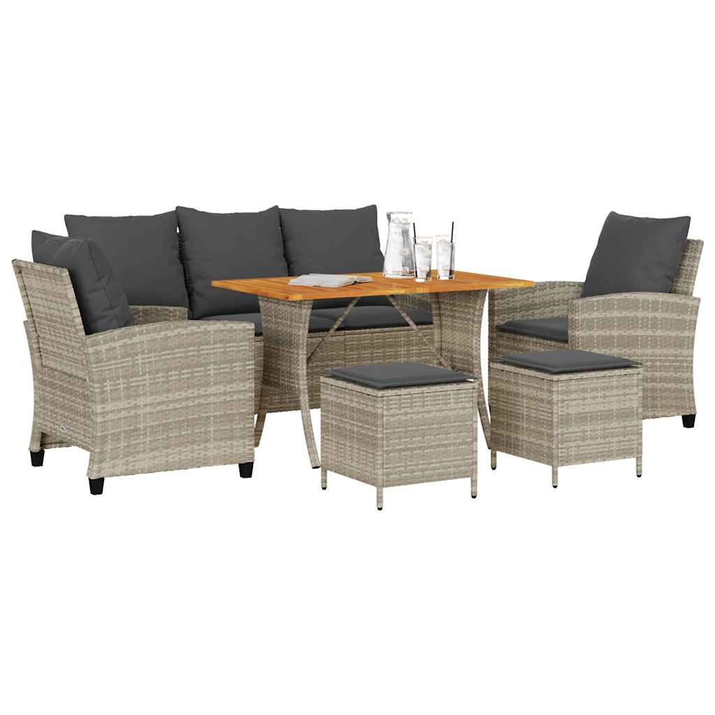 Set canapele de grădină cu perne, 6 piese gri deschis poliratan GartenMobel Dekor