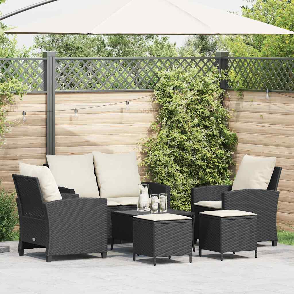 Set mobilier de grădină cu perne, 6 piese, negru, poliratan GartenMobel Dekor