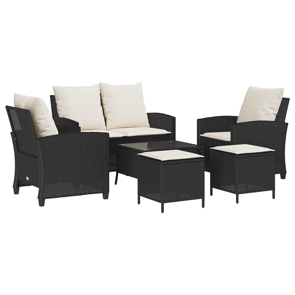 Set mobilier de grădină cu perne, 6 piese, negru, poliratan GartenMobel Dekor