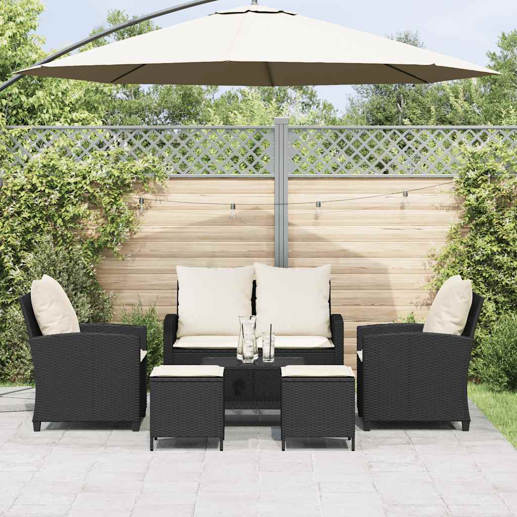 Set mobilier de grădină cu perne, 6 piese, negru, poliratan GartenMobel Dekor