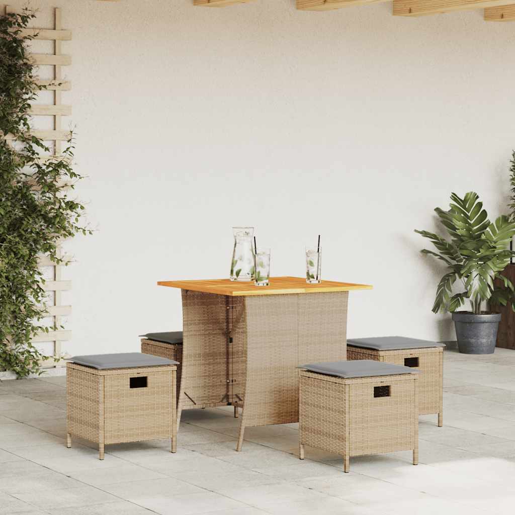 Set mobilier de grădină cu perne, 5 piese, bej, poliratan GartenMobel Dekor
