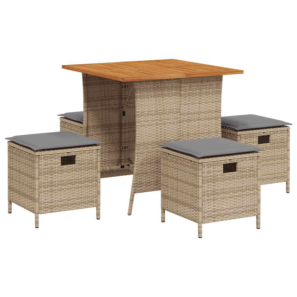 Set mobilier de grădină cu perne, 5 piese, bej, poliratan GartenMobel Dekor