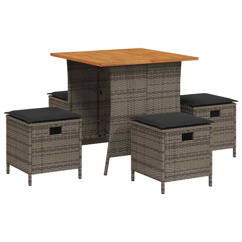 Set mobilier de grădină cu perne, 5 piese, gri, poliratan GartenMobel Dekor