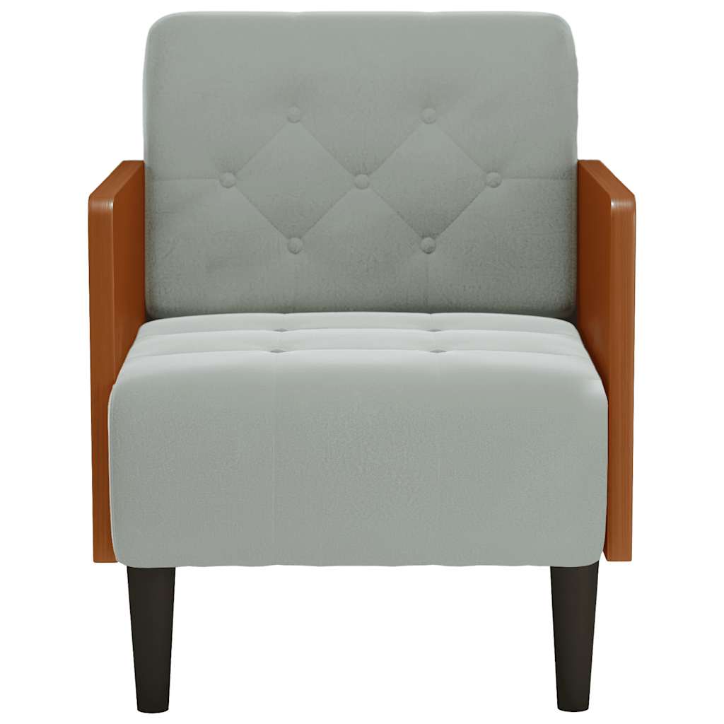 Canapea scaun cu cotiere, gri deschis, 55 cm, catifea GartenMobel Dekor