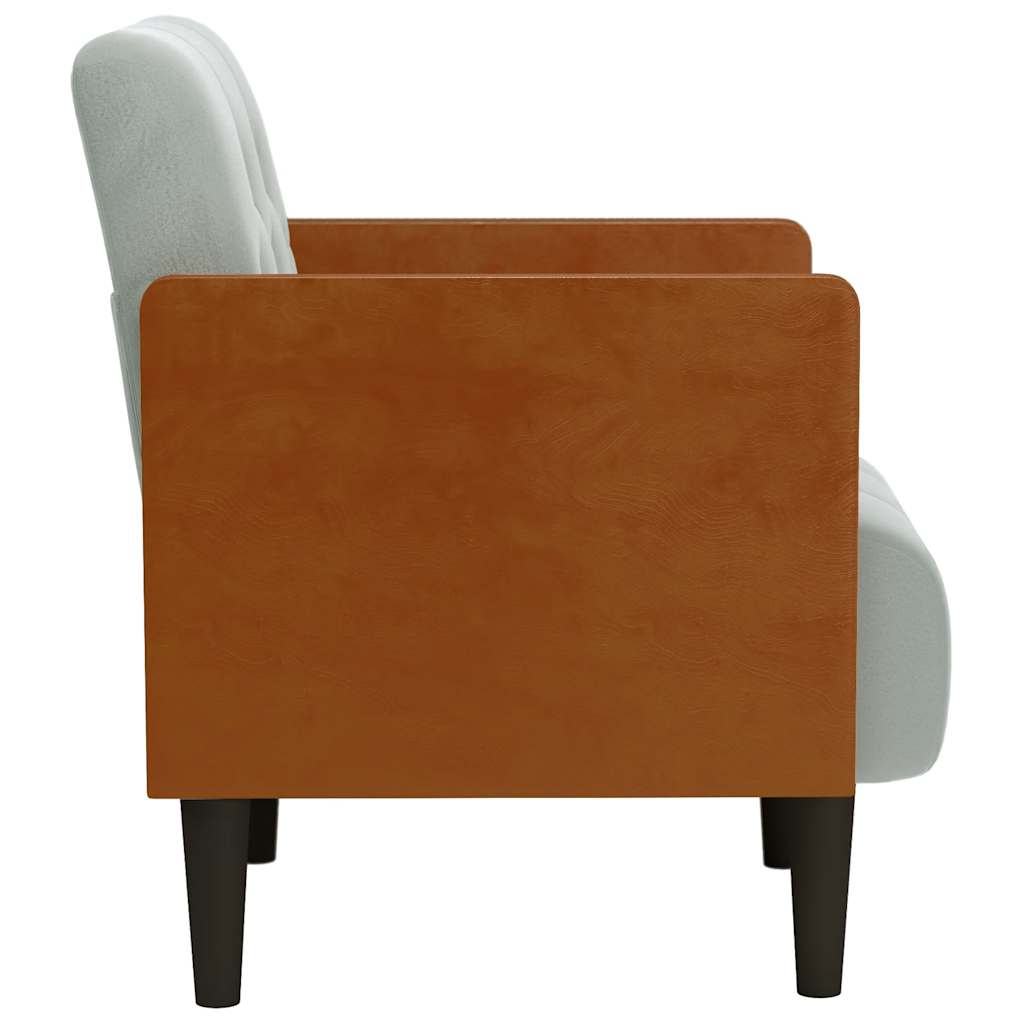 Canapea scaun cu cotiere, gri deschis, 55 cm, catifea GartenMobel Dekor